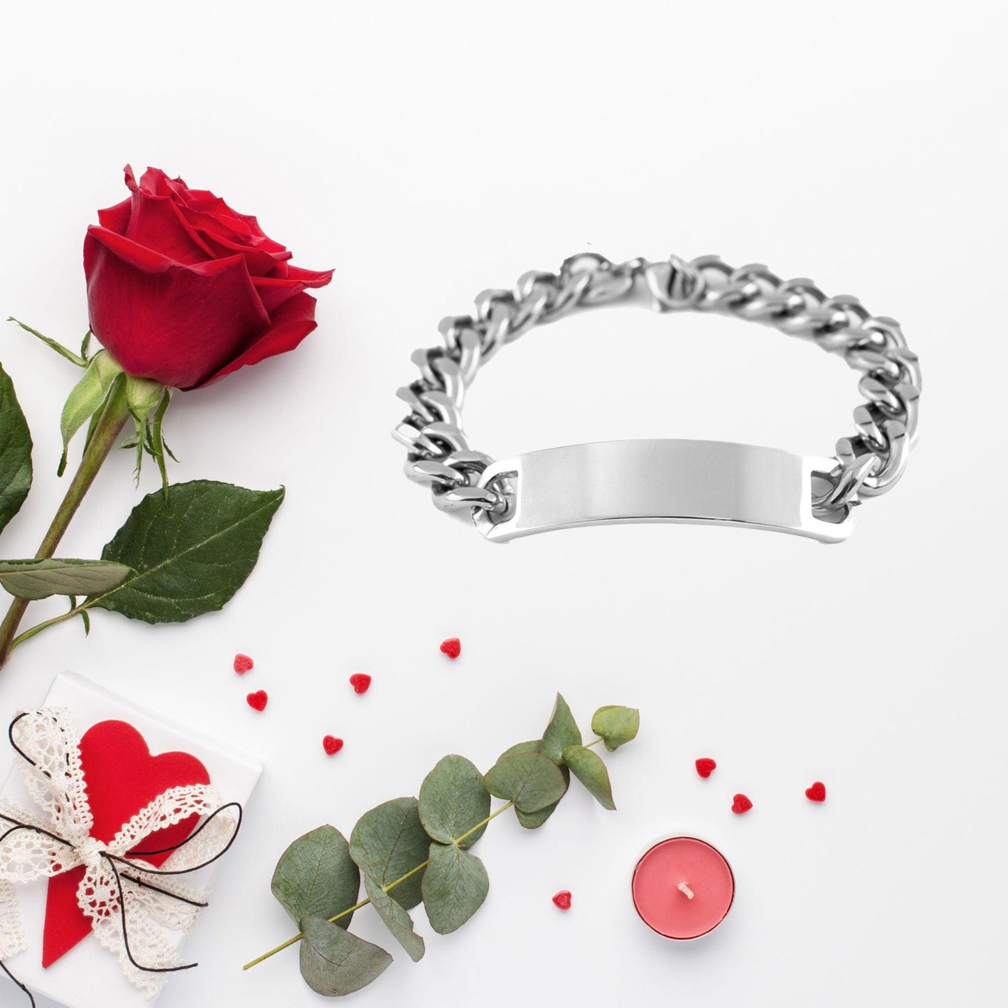 Granddaughter Engraved Cuban Chain Stainless Steel Bracelet, Motivational Heartfelt Birthday, Christmas Holiday Gifts You are Braver than you Believe, Loved More than you Know - Mallard Moon Gift Shop