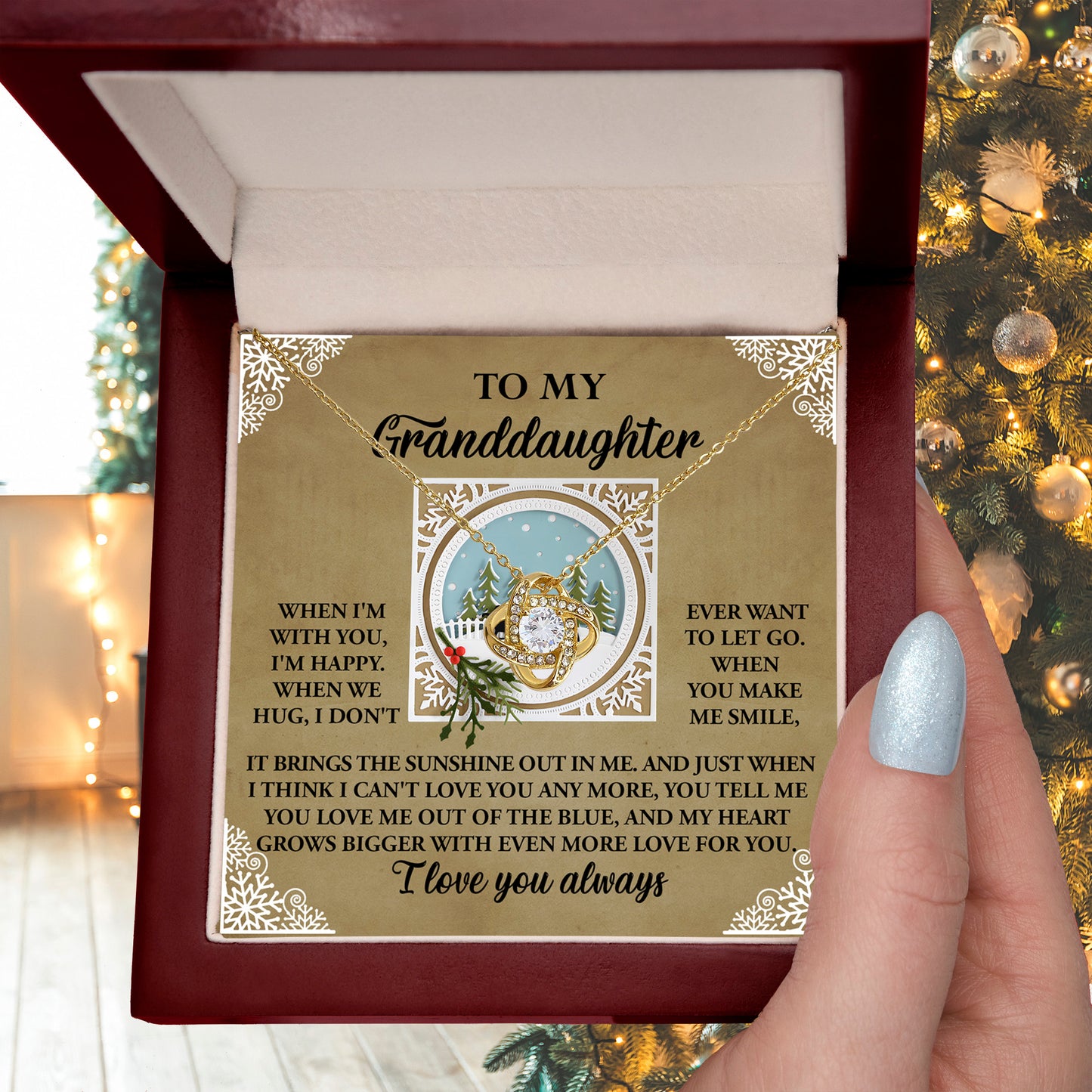 Gift for Granddaughter - Grows Bigger - Love Knot Pendant Necklace - Mallard Moon Gift Shop