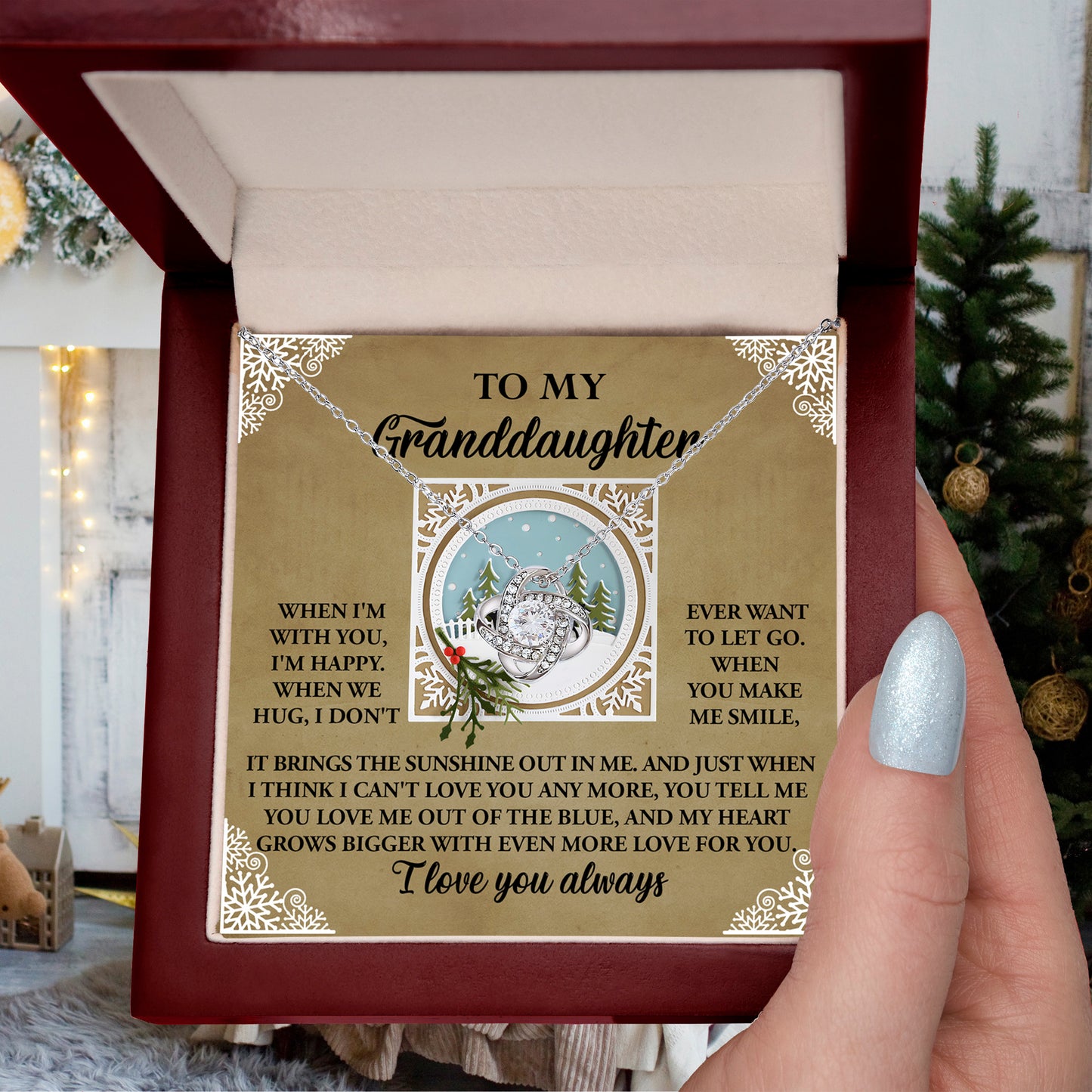 Gift for Granddaughter - Grows Bigger - Love Knot Pendant Necklace - Mallard Moon Gift Shop