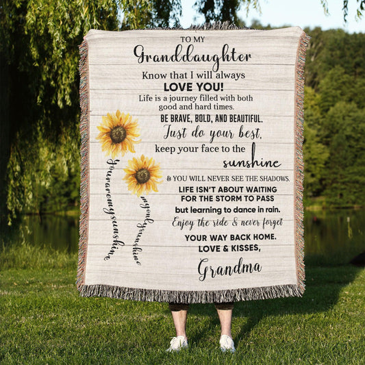 Granddaughter Keepsake Gift - Know that I Will Always Love You - Personalized Heirloom Woven Cotton Blanket - Mallard Moon Gift Shop
