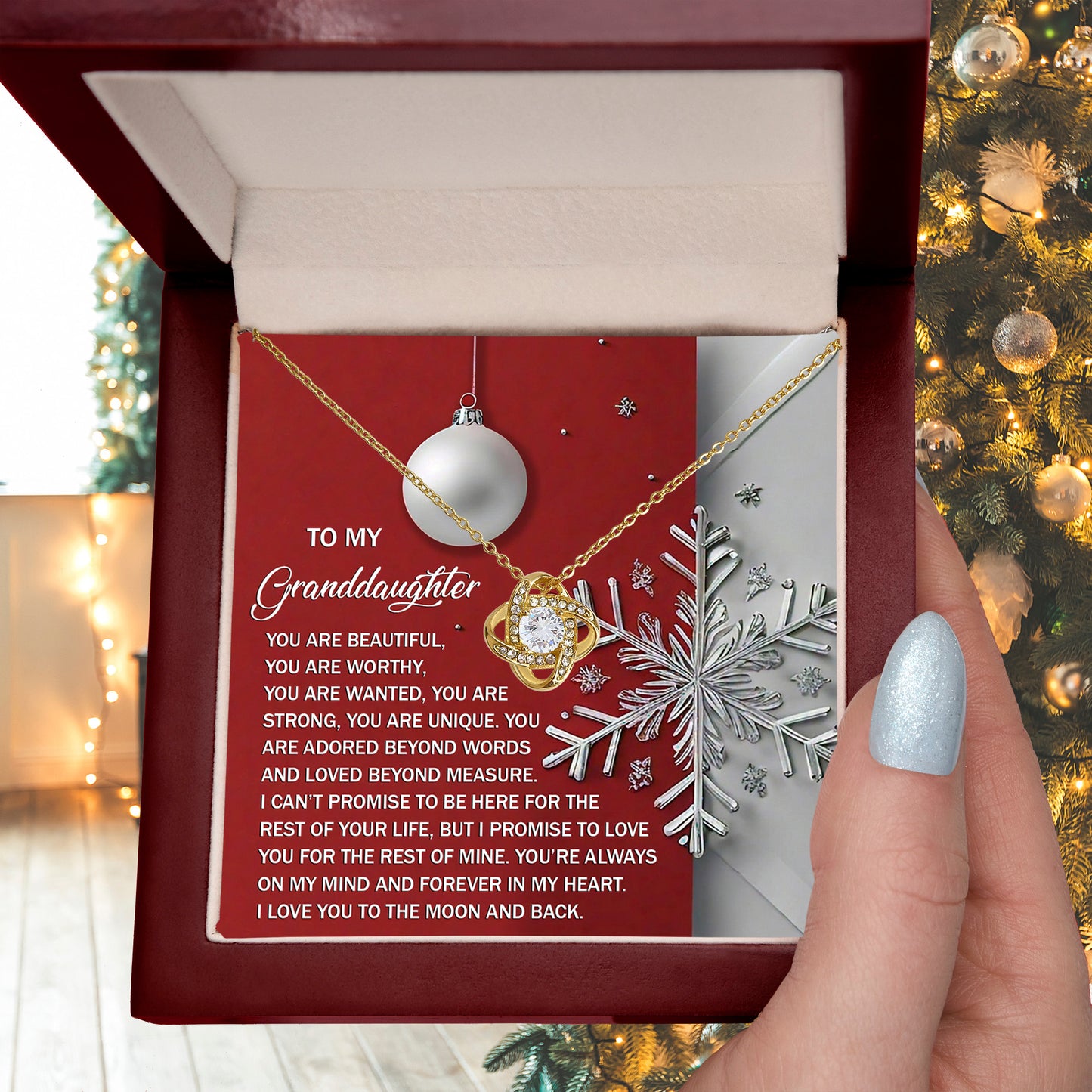 Gift for Granddaughter - Moon And Back - Love Knot Pendant Necklace - Mallard Moon Gift Shop