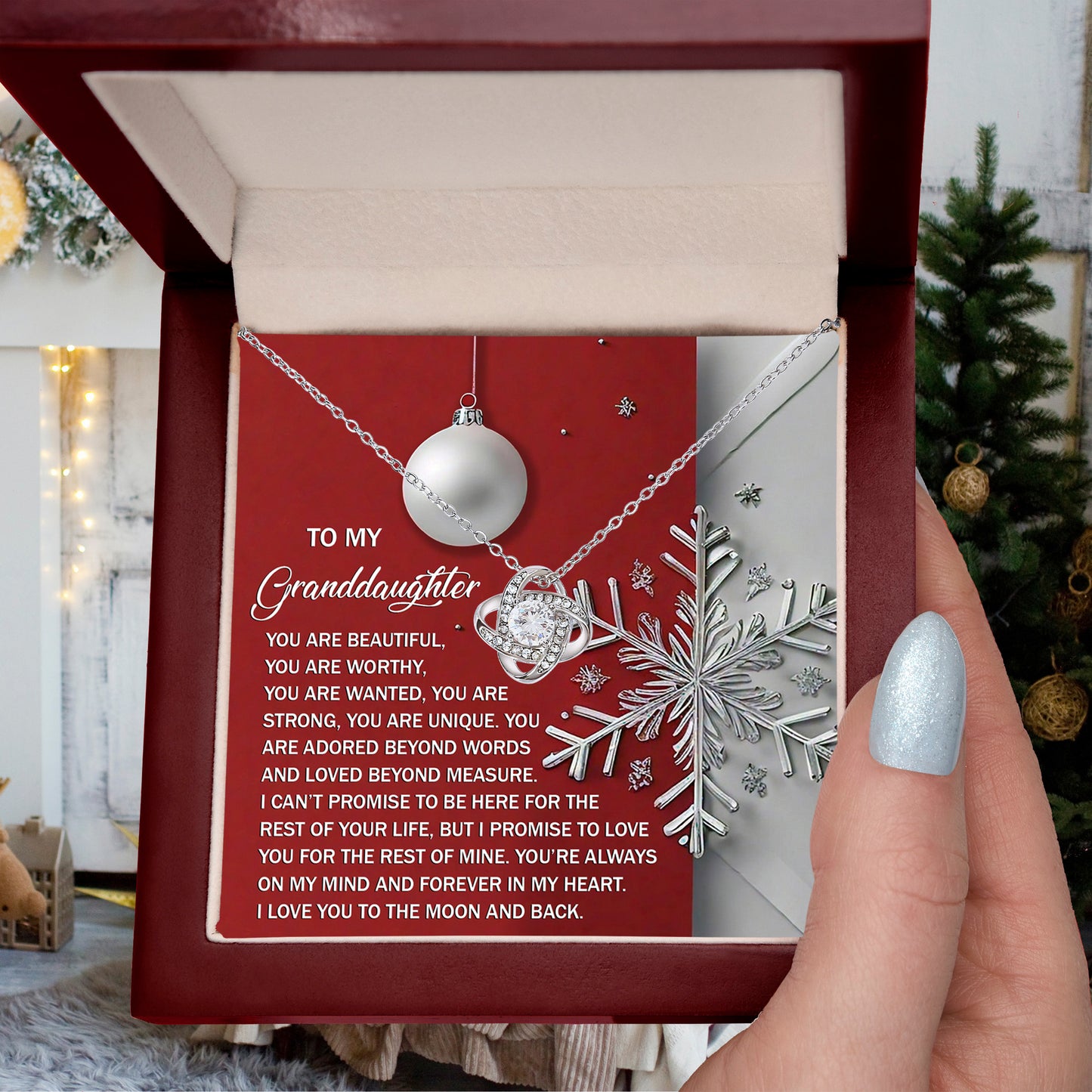 Gift for Granddaughter - Moon And Back - Love Knot Pendant Necklace - Mallard Moon Gift Shop