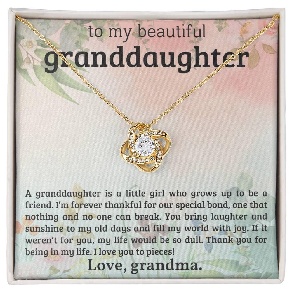 Granddaughter You Bring Laughter and Sunshine - Love Knot Necklace - Mallard Moon Gift Shop