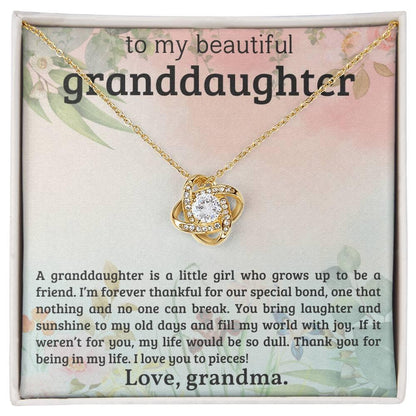 Granddaughter You Bring Laughter and Sunshine - Love Knot Necklace - Mallard Moon Gift Shop