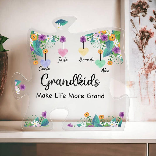 Grandkids Make Life Grand Personalized Acrylic Puzzle Plaque - Mallard Moon Gift Shop