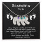 Grandma to Be Baby Feet Engraved Birthstone Charm Necklace - Mallard Moon Gift Shop