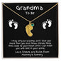Grandma to Be Baby Feet Engraved Birthstone Charm Necklace - Mallard Moon Gift Shop