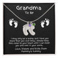 Grandma to Be Baby Feet Engraved Birthstone Charm Necklace - Mallard Moon Gift Shop