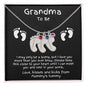 Grandma to Be Baby Feet Engraved Birthstone Charm Necklace - Mallard Moon Gift Shop