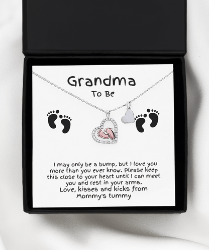 Grandma To Be Birth Announcement Baby Feet Necklace From the Bump - Mallard Moon Gift Shop