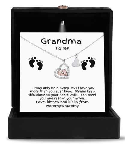 Grandma To Be Birth Announcement Baby Feet Necklace From the Bump - Mallard Moon Gift Shop
