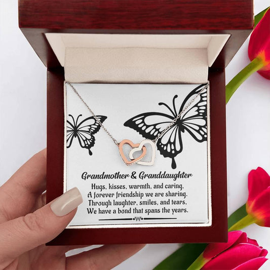 Grandmother Gift from Granddaughter We Have a Bond That Spans the Years Interlocking Hearts Pendant Necklace - Mallard Moon Gift Shop