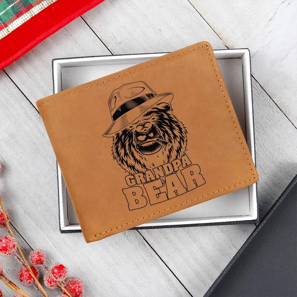 Grandpa Bear Custom Printed Leather Wallet - Mallard Moon Gift Shop