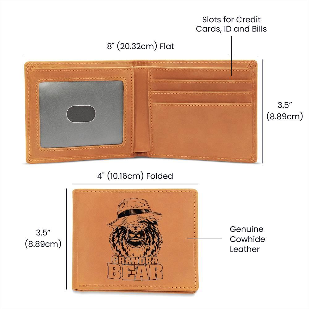 Grandpa Bear Custom Printed Leather Wallet - Mallard Moon Gift Shop