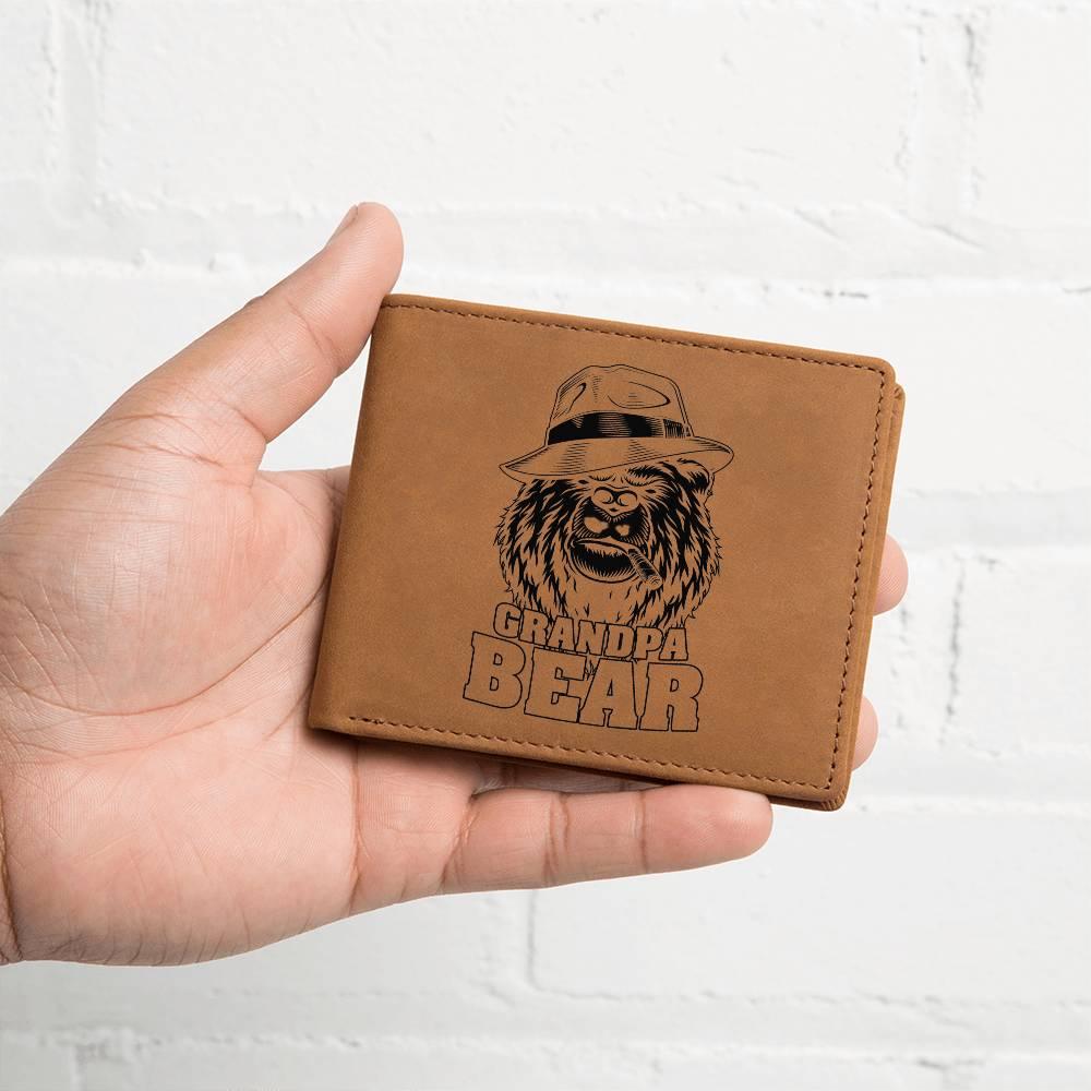 Grandpa Bear Custom Printed Leather Wallet - Mallard Moon Gift Shop