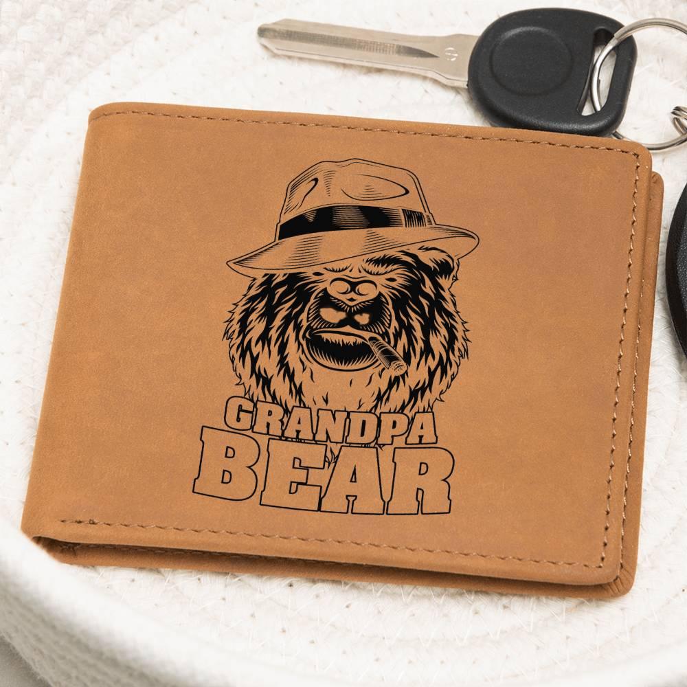 Grandpa Bear Custom Printed Leather Wallet - Mallard Moon Gift Shop