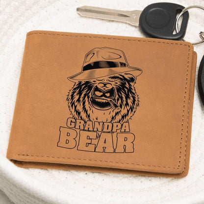 Grandpa Bear Custom Printed Leather Wallet - Mallard Moon Gift Shop
