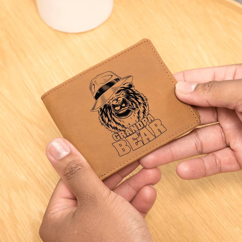 Grandpa Bear Custom Printed Leather Wallet - Mallard Moon Gift Shop