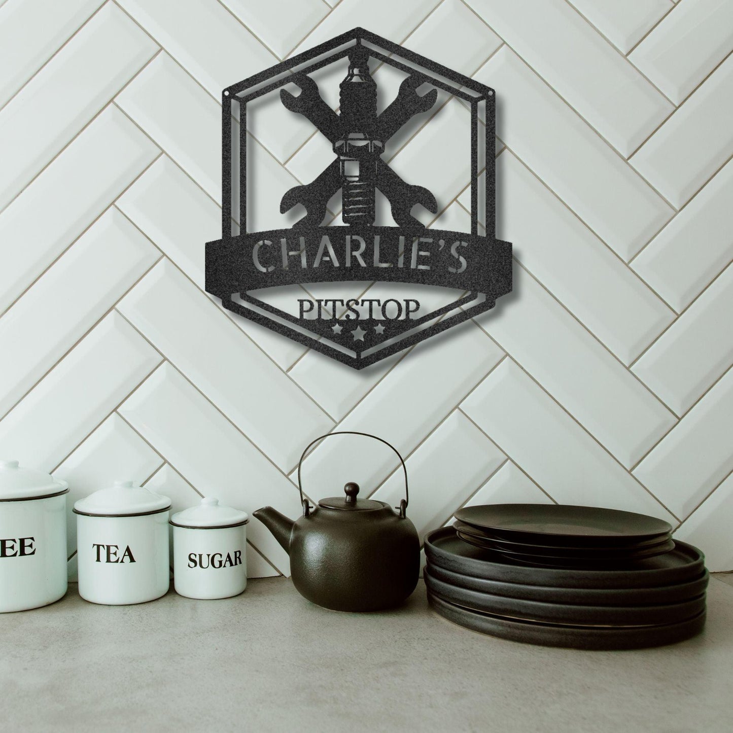 Grease Time Personalized Name Indoor Outdoor Metal Wall Art - Mallard Moon Gift Shop