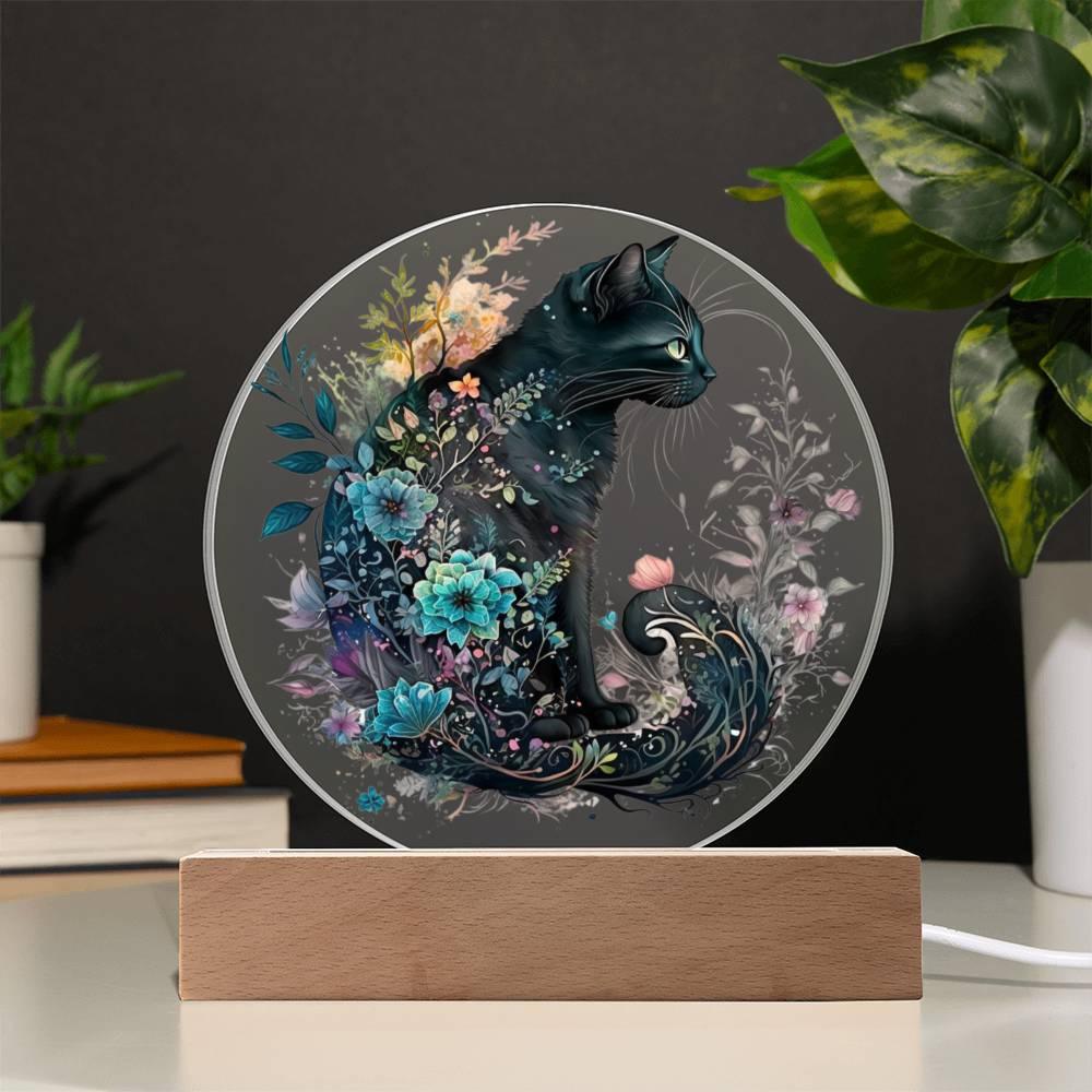 Hallow's Eve Feline: Enchanting Acrylic Art - Mallard Moon Gift Shop