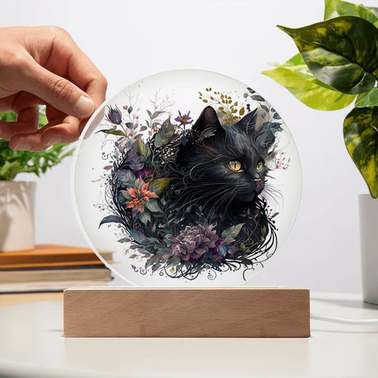 Halloween's Haunting Feline: Black Cat Plaque - Mallard Moon Gift Shop