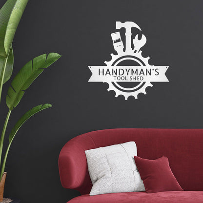 Handyman Workshop Custom Name Indoor Outdoor Steel Wall Sign - Mallard Moon Gift Shop