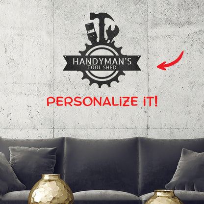 Handyman Workshop Custom Name Indoor Outdoor Steel Wall Sign - Mallard Moon Gift Shop