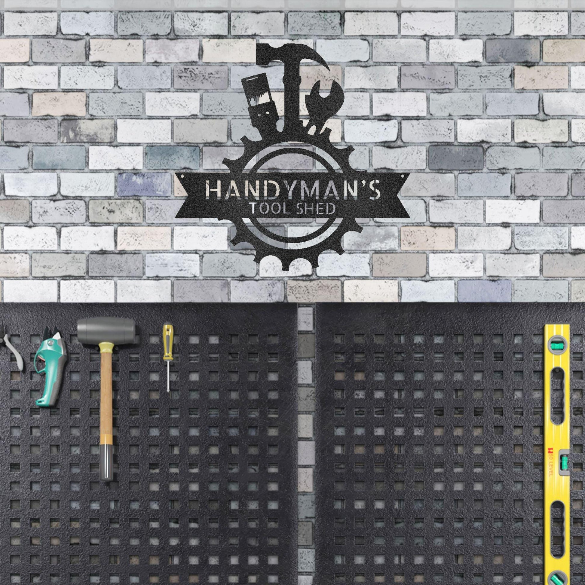 Handyman Workshop Custom Name Indoor Outdoor Steel Wall Sign - Mallard Moon Gift Shop