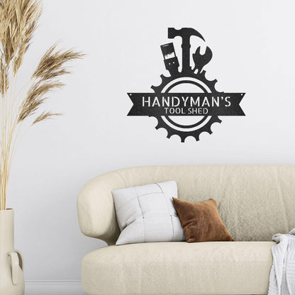 Handyman Workshop Custom Name Indoor Outdoor Steel Wall Sign - Mallard Moon Gift Shop
