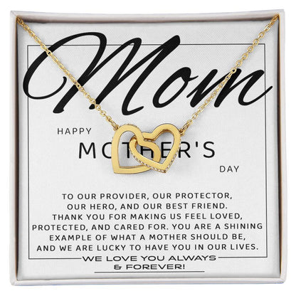 Happy Mother's Day Mom, You are Our Best Friend Interlocking Hearts Necklace - Mallard Moon Gift Shop