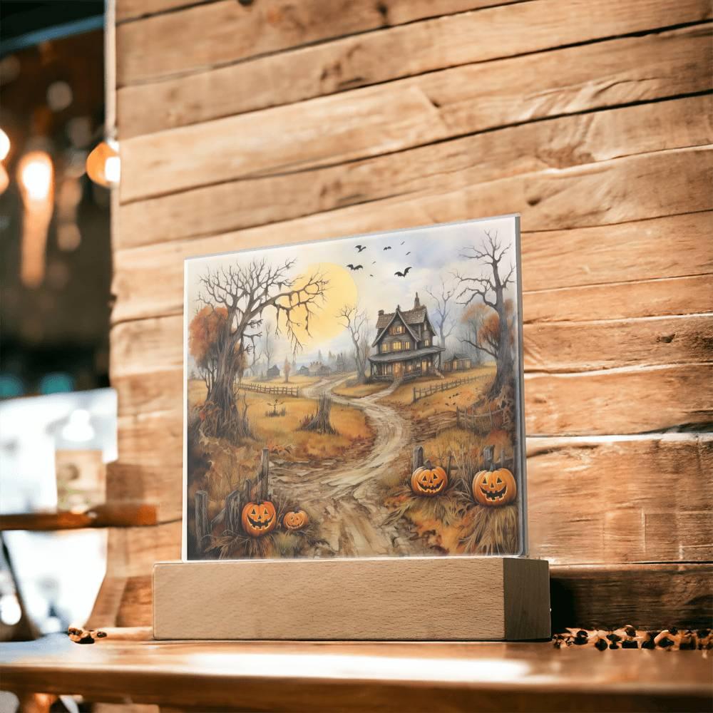Haunted Elegance: Spooky Halloween Mansion Acrylic Display - Mallard Moon Gift Shop