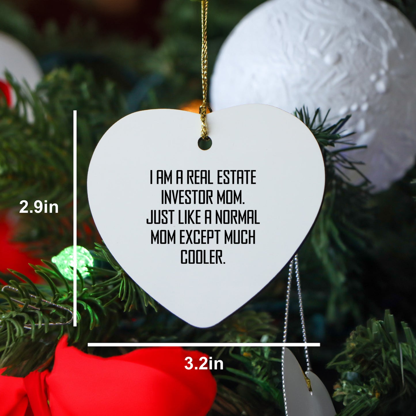 Real Estate Investor Mom's Cool Heart Ornament Gifts for Family - Funny Quote Christmas Decor - Mallard Moon