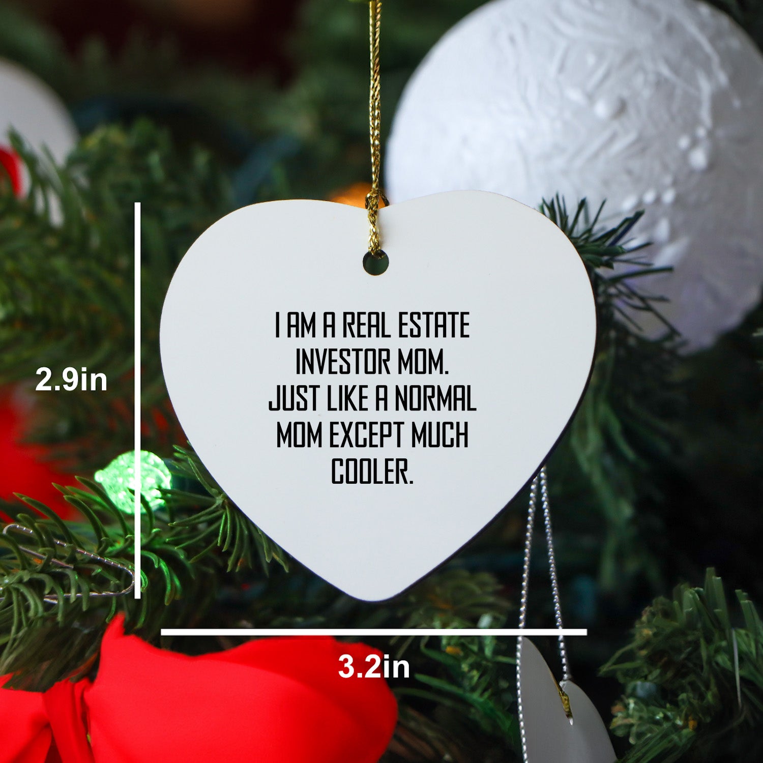 Real Estate Investor Mom's Cool Heart Ornament Gifts for Family - Funny Quote Christmas Decor - Mallard Moon