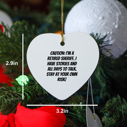Funny Retired Sheriff Heart Christmas Tree Ornament - Mallard Moon