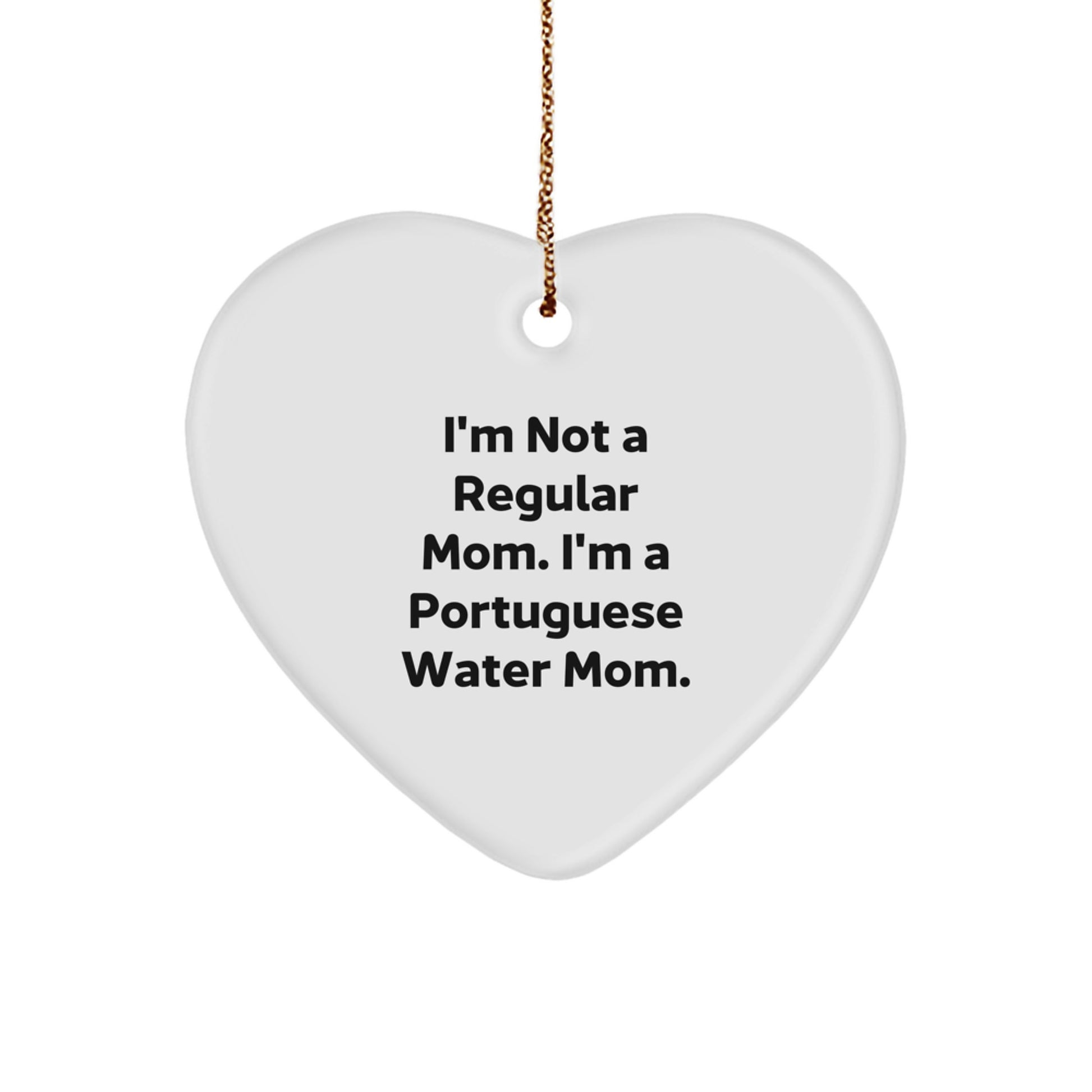 Funny Portuguese Water Dog Mom Gifts, Heart Ornament for Christmas Unique Gifts from Mom to Portuguese Water Dog Lovers - Image 1