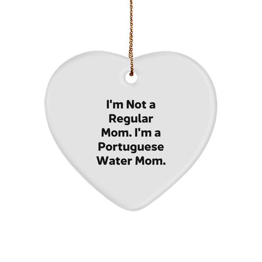 Funny Portuguese Water Dog Mom Gifts, Heart Ornament for Christmas Unique Gifts from Mom to Portuguese Water Dog Lovers - Image 1