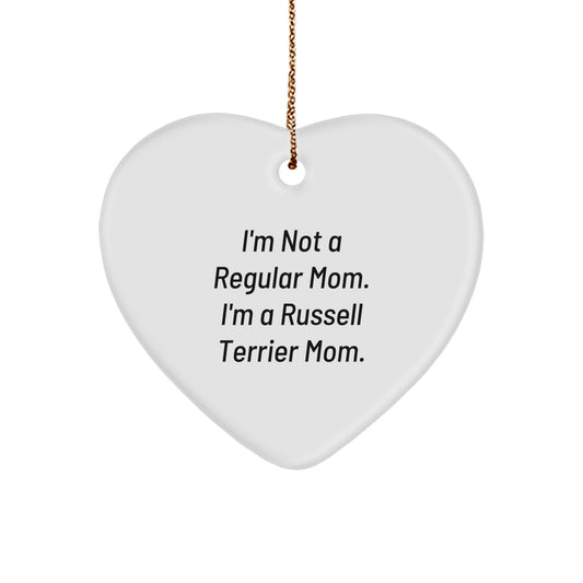 Russell Terrier Dog Mom Funny Gifts from Family - Heart Ornament for Christmas Unique Presents - Image 1
