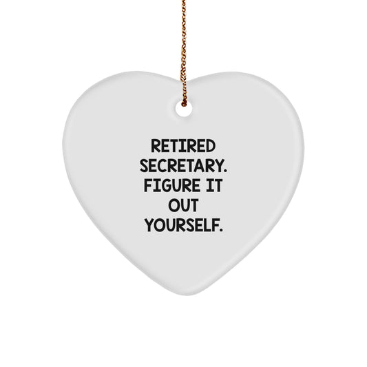 Funny Secretary Heart Ornament Gifts from Men to Colleagues, Unique Christmas Unique Office Gifts for Secretary, Inspirational Quote - Image 1