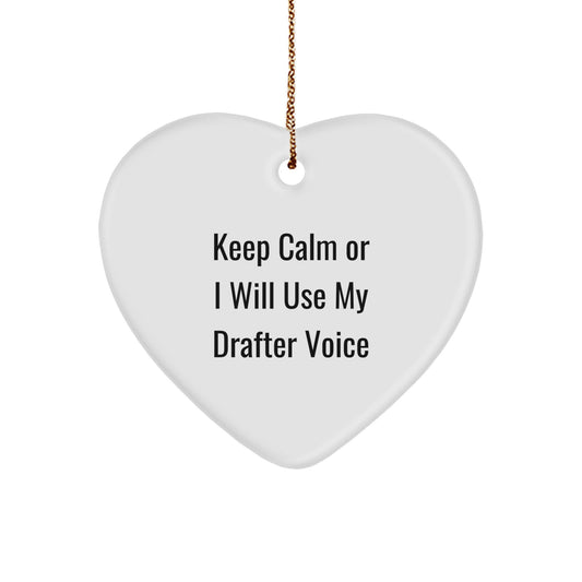 Funny Drafter Gifts for Men, Women, and Friends Christmas Unique Heart Ornament, Gifts from Drafter Enthusiasts, Perfect for Office Decor - Image 1