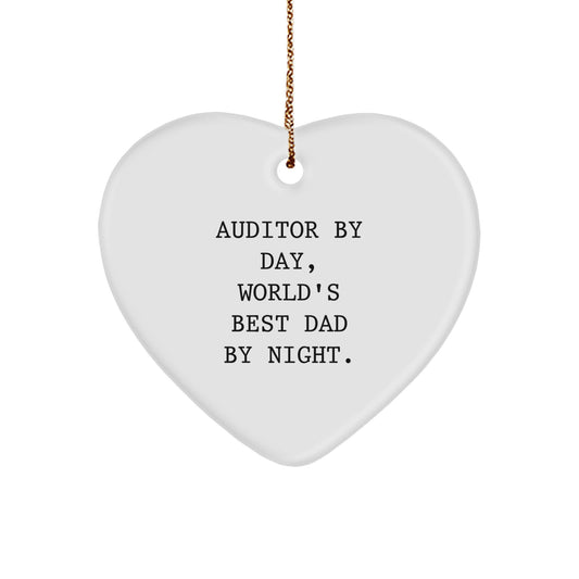 Auditor Gifts, Funny Inspirational Quote, Heart Ornament for Auditor, Christmas Unique Gifts from Men, Gifts for World's Best Dad - Image 1