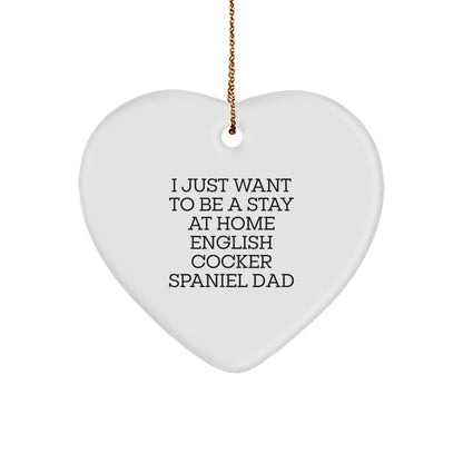 English Cocker Spaniel Dog Dad, Funny Heart Ornament Gifts from Men for Christmas Unique - Image 1