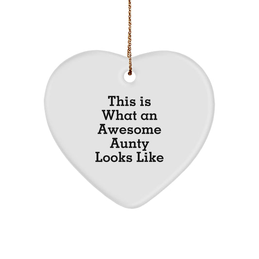 Funny Aunty Gifts from Family, Heart Ornament with Inspirational Quote, Christmas Unique Gifts for Awesome Aunty