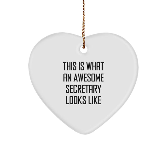 Funny Heart Ornament Gifts from Men to Awesome Secretary - This Is What An Awesome Secretary Looks Like, Christmas Unique - Image 1