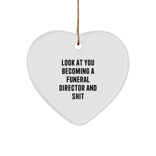 Funny Funeral Director Heart Ornament Gifts from Friends, Family, Coworkers to Funeral Director Men, Women, Christmas Unique - Image 1