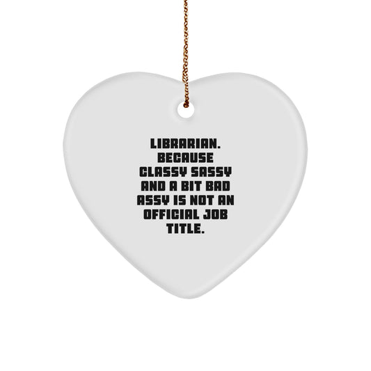 Funny Librarian Gifts for Him Her, Heart Ornament Quotes, Christmas Unique Gifts from Friends Family Coworkers - Image 1