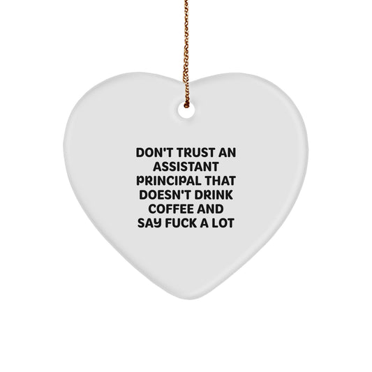 Funny Heart Ornament for Assistant Principal - Gifts from Friends, Coworkers, Family, or Men for Christmas Unique Gifts with a Dash of Sarcasm - Image 1