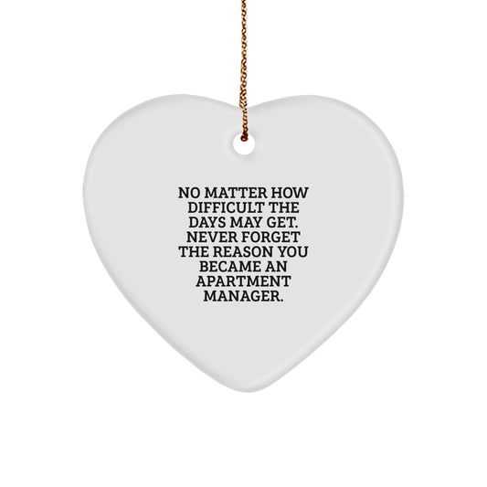 Funny Apartment Manager Gifts for Apartment Managers, Inspirational Heart Ornament with Quote, Gifts from Family to Apartment Manager for Christmas - Image 1