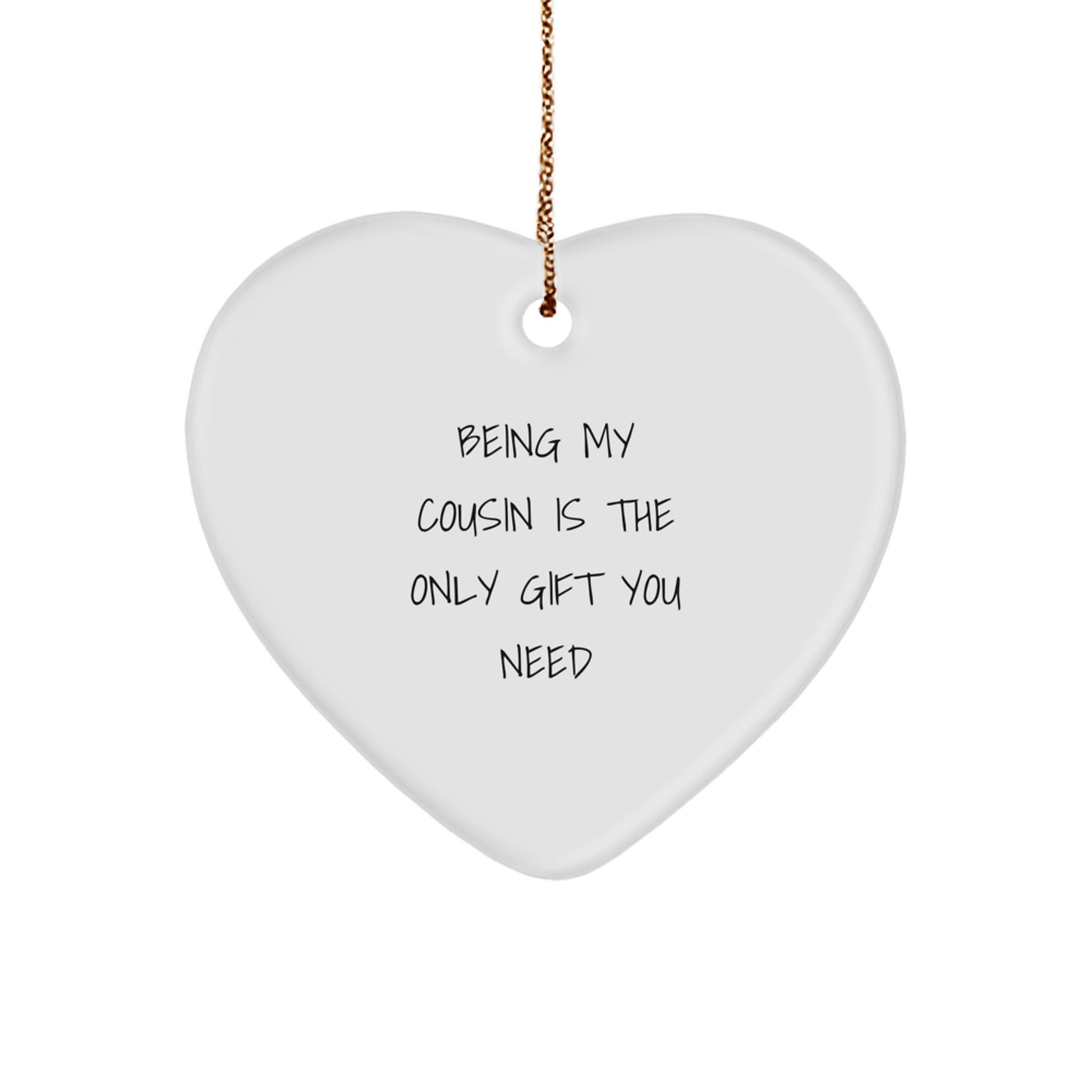 Cute Cousin Gifts, Heart Shaped Ornament for Christmas Unique Gifts from Family to Cousin - Image 1