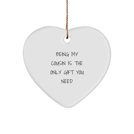 Cute Cousin Gifts, Heart Shaped Ornament for Christmas Unique Gifts from Family to Cousin - Image 1