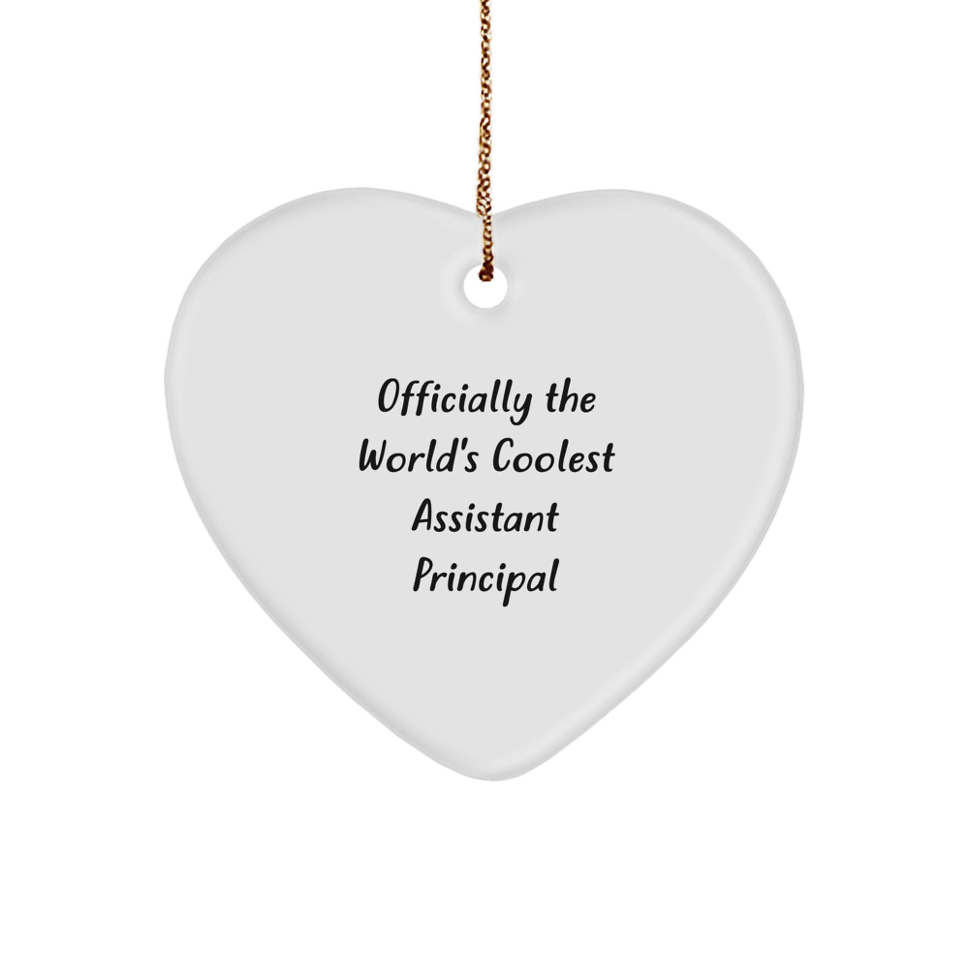 Funny Assistant Principal Gifts, Heart Ornament for Christmas Unique Presents from Men to Assistant Principals, 'Officially The World's Coolest Assistant Principal' Quote - Image 1